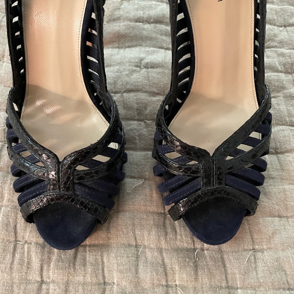 Alexandre Birman Black/Blue Python Suede Heels, S… - image 7